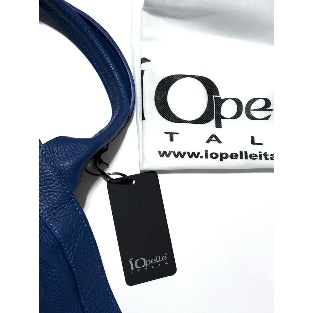 IO PELLE Skull Embossed Blue Leather Tote Bag XL Weekender Crossbody Strp NWT - Picture 12 of 14